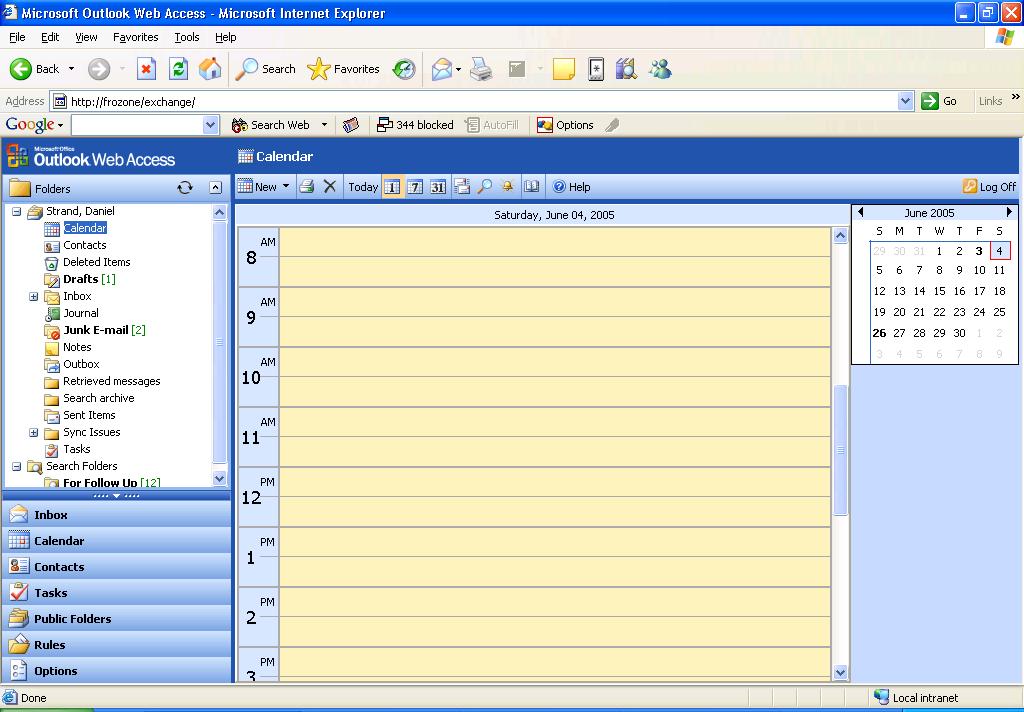 CALENDAR AND APPOINTMENTS Viewing the Calendar The default view of the calendar is the current day with a smaller view of the current month on the right side of the screen.