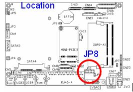 4.3 Jumper Settings 4.3.1 COM3 & COM4 Power Setting JP8 Function (1-2) (3-4) (5-6) (7-8) (9-10) (11-12) Location RI 1 3 5 7 9 11 2 4 6 8 10 12 COM3 Pin10 +5V +12V 1 3