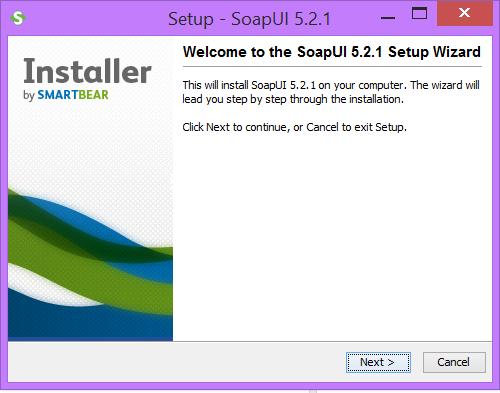 5. Close the command prompt window. Part 12 - Installing SoapUI_5.2.1 1. The installation is pretty straightforward. Start it by just double-clicking on C:\Software\SoapUIx32-5.2.1.exe.