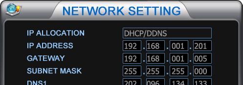 3. Set the IP item as DHCP/DDNS in network setup menu in NVR.