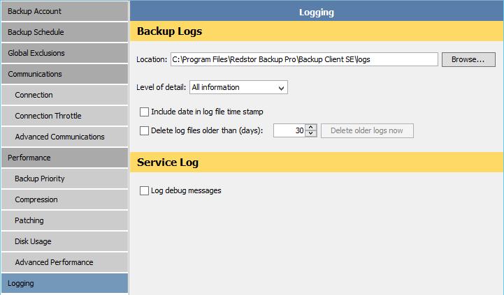 Memory Allocation area Use the Backup service and Backup Client interface boxes to set the respective memory amounts.