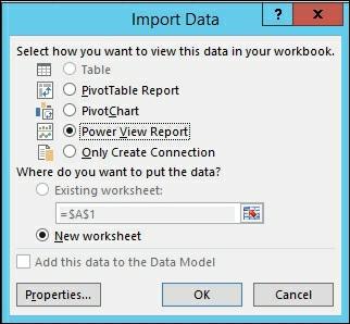6. Now you can Select how you want to view the data in Excel.