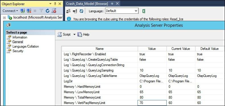Managing Analysis Services memory SQL Server Analysis Services running in Tabular mode stores data in memory as the default behavior.
