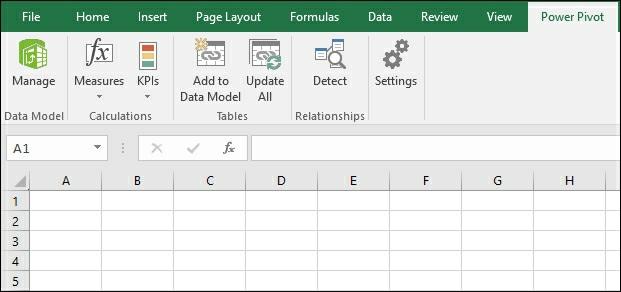 Click on Manage to begin working with Power Pivot.