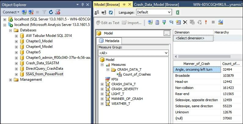 How it works... In this recipe, you used the SQL Server Management Studio option to restore a tabular model from an Excel database.