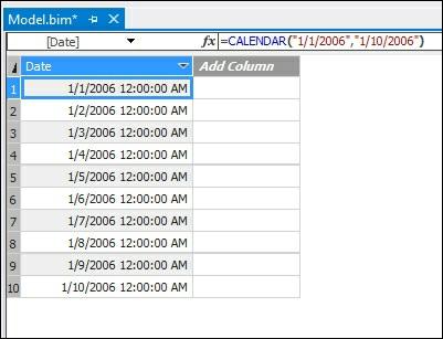 Using the CALENDAR function You can also create a date table using the CALENDAR function in DAX.