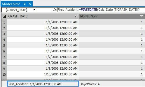 Using the FIRSTDATE function This function returns the first date in the data column that you pass as an argument.