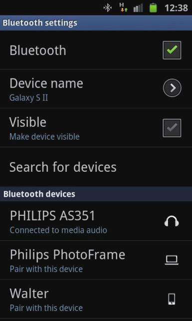 4 When [PHILIPS AS351] is displayed on your device, select it