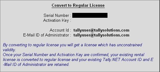 Rental Licensing 5.4.1 Using the Regular License you have In case you have purchased Tally.