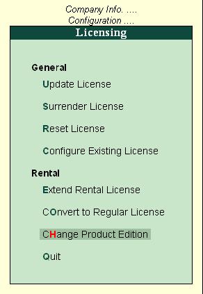 Rental Licensing The Licensing menu appears as shown: Figure 5.