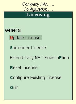 Lesson 8: Surrendering License 8.1 Surrendering License You can surrender the activated Tally.