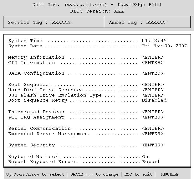 Figure 2-1. Main System Setup Program Screen Table 2-2 lists the options and descriptions for the information fields that appear on the main System Setup program screen.