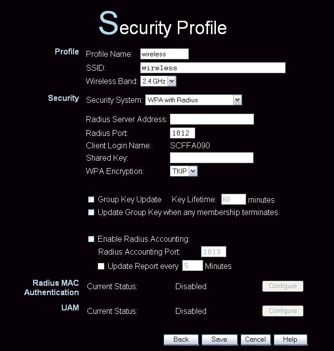 Access Point Setup Security Settings - WPA with Radius This version of WPA requires a Radius Server on your LAN to provide the client authentication according to the 802.1x standard.
