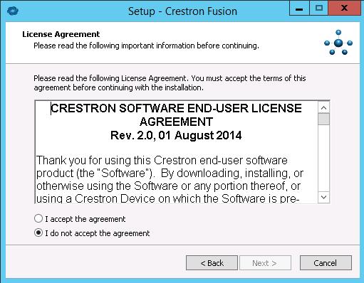 Review the end-user license agreement and then click I accept the agreement.