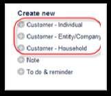 Create New (also accessible under My Business) Creating new customers This section allows you to create new records for Individual,