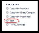 To create a new customer select the applicable type - individual, Company or Household and complete the fields then save.