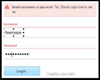 Forgotten password: If you forget your password or you are locked out due to exceeding login attempts, your password can be reset by