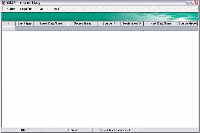 Utilities Using ioeventlog Installing ioeventlog ioeventlog is a Windows utility that can be used anywhere on the network to monitor the iologik E4200. 1.