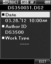 Displaying file information The recorder can display a variety of information related to the current file. 1 Select the file whose information you want to display.