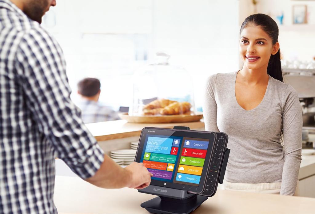 Functionalities for expandability Bluebird provides various functionalities for the unique needs of businesses such as POS cradle, 1 slot charger, ethernet cradle,