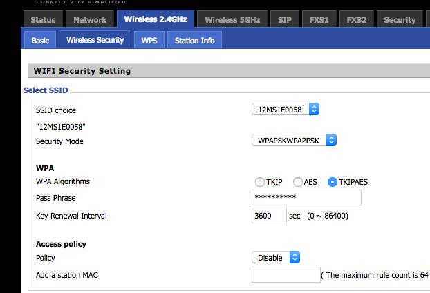 7.1.1 Advanced (Administrative Users) 7.2 Wireless Security Open the Wireless > Security web page to set up encryption for 2.4Ghz band and 5Ghz band.