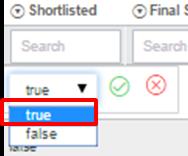 Result: A true/false option is displayed. Note: true = Selection task is shortlisted.