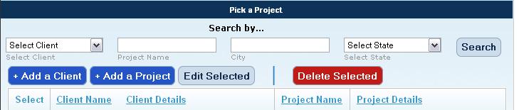 Select Project/Client Fill in all of the required fields, and then click Save.