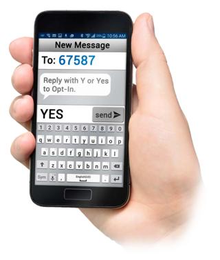 Consent for SMS Text Messaging SMS (Text Message) Opt-In Campaign Before any Communicate account can send an SMS text message broadcast, it must first complete its Opt-In Campaign.