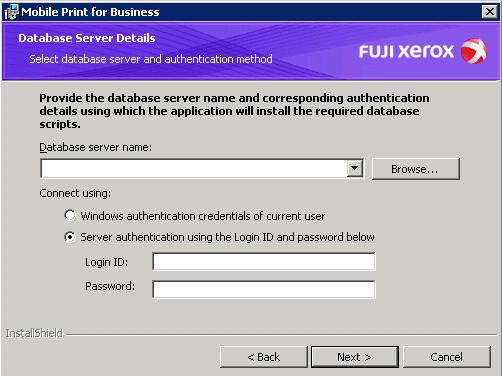 4. Click Next. The Database Server Details screen is displayed.