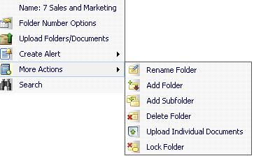 wide personal alert More Actions: Rename the folder Add a folder below the current folder Add as subfolder to the current folder Delete the folder Upload