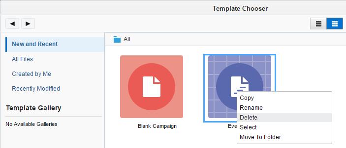 3. In the Template Chooser window, right-click the template and
