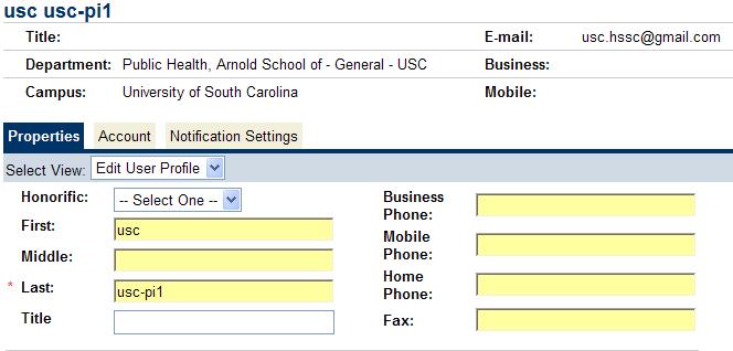 Profile Update Profile Information To update your profile in the eirb system: On the