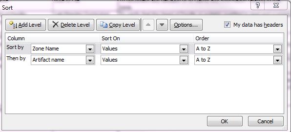 3. Select the columns you d like to Sort by. a. To see data values, select the checkbox My data has headers.