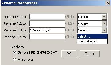 CFlow User Guide 3. Select the name from the drop-down list associated with the parameter. Figure 3-30. Rename Parameters Dialog Box with Axis Label Drop-Down List 3.