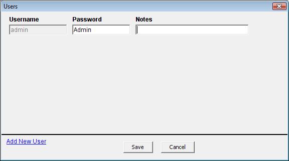 CFlow User Guide 3. In the Users dialog box, click on Add New User. Figure C-4. The Users Information Box 4. Type the Username and Password for the user in the blank text boxes.