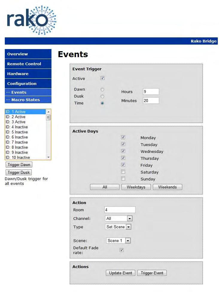 RTC-Bridge Events The RTC-Bridge can generate automated Events that occur at specific times.