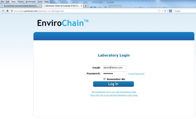 EnviroChain Lab Guide Lab Dashboard Introduction EnviroChain is an online COC available for both Sample Generators and Laboratories.
