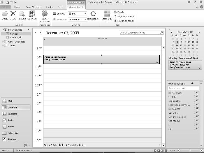 18 Part I: Getting the Competitive Edge with Outlook Calendar screen.