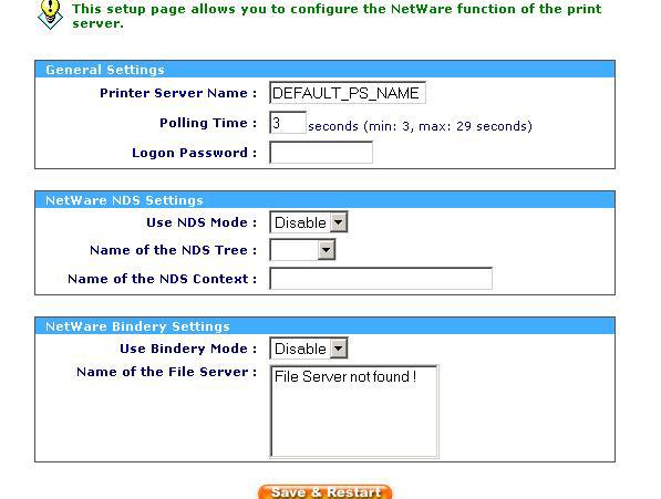 Print Server Name: This option allows you to input print server name which configured by PSAdmin utility or PCOMSOLE program.