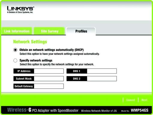 3. Enter your network s settings on the Network Settings screen, which appears next.