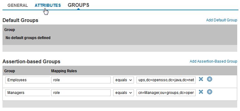 Repeat the previous step for the Managers group. Click on Add Assertion-Based Group and enter Managers in the Group field.