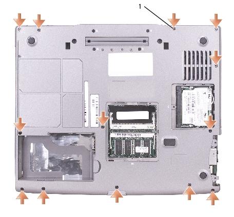 Palm Rest: Dell Latitude D505 Service Manual 1 M2.5 x 8-mm screws (13) 3R690 7.