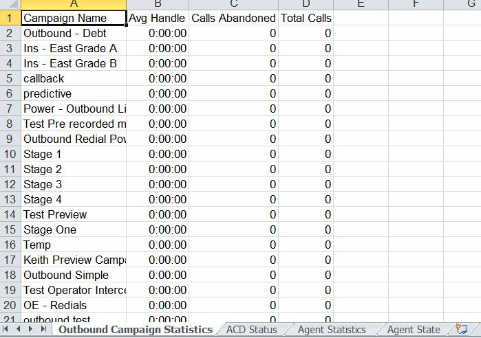 The spreadsheet opens with one worksheet for each category that you selected. The Supervisor application will now update the spreadsheet automatically.