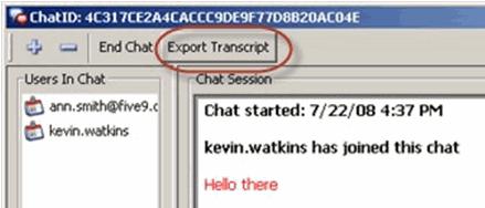 section of the screen. Chat text appears in the main section of the screen.
