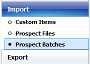 10. Click the Prospect Batches button in the navigation panel 11. Click Add 12. The Add Batch Import Prospects window opens a.