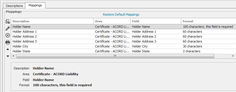 Proofs of Insurance Configuring Holder Import/Export Spreadsheet options Configure > Proofs > Import/Export