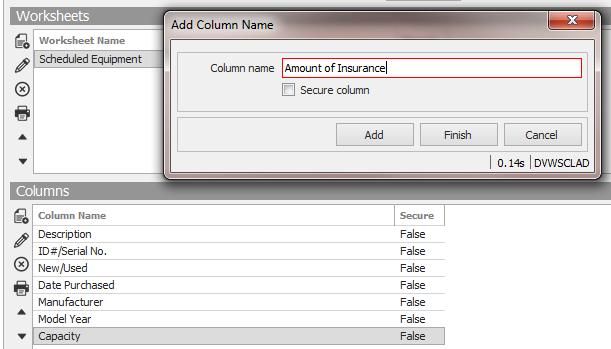 If you do not mark a column as Secure on the list the Secure column will show False If you mark a column as Secure on the list the value will show True 4. Click the Add icon in the Columns section 5.