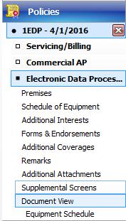 10. Equipment schedule will appear at the top of the Document View screen 11.