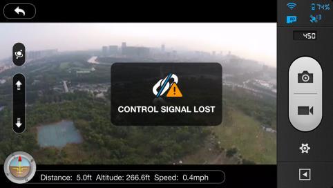 Control Signal Lost Indicator Going Home Indicator Refer to the <DJI VISION App Usage> for details. 11.