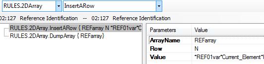 InsertARow Populates a row in an array. Format of Parameters ArrayName Row Value Where: ArrayName Row Name of the array you are populating. This must be a literal.